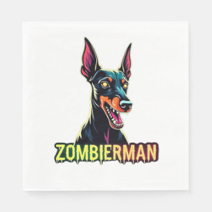 Servilleta De Papel Doberman Dobie Doby Dobermann Perro Zombie Hallowe