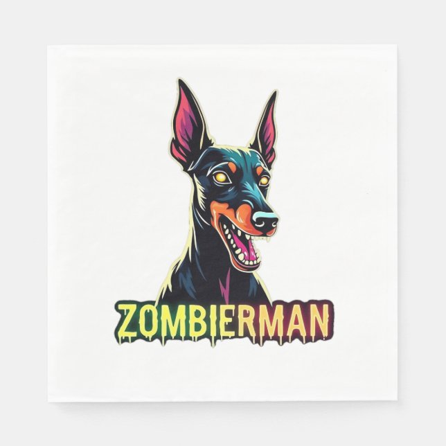 Servilleta De Papel Doberman Dobie Doby Dobermann Perro Zombie Hallowe (Anverso)