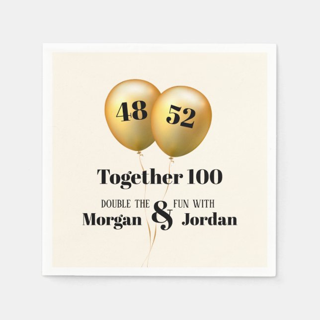 Servilleta De Papel Doble celebración conjunta de oro de cumpleaños y  (Anverso)