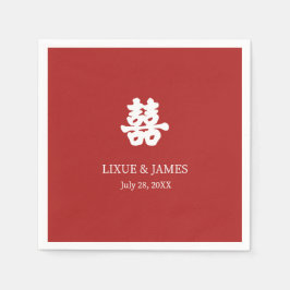 Servilleta De Papel Doble felicidad roja caligrafía china asiática