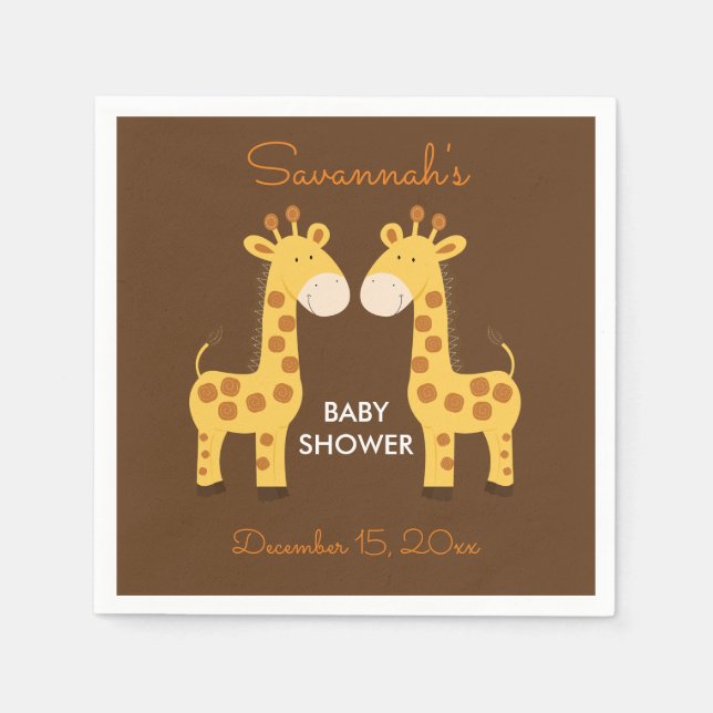 Servilleta De Papel Doble jirafas Baby Shower Napkin (Anverso)