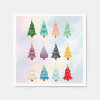Servilleta De Papel Doce árboles de Navidad: impresión navideña de acu