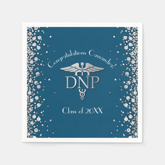 Servilleta De Papel Doctor of Nursing Practice Graduation Blue Silver (Anverso)