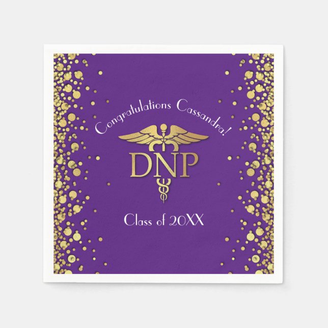 Servilleta De Papel Doctor of Nursing Practice Graduation Purple Gold (Anverso)
