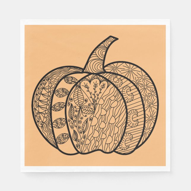 Servilleta De Papel Dodles de Halloween calabazas de boho mandala de o (Anverso)