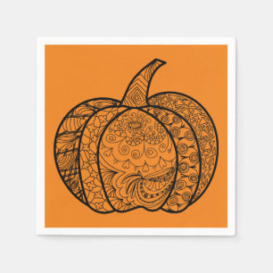Servilleta De Papel Dodles de Halloween calabazas de boho mandala de o