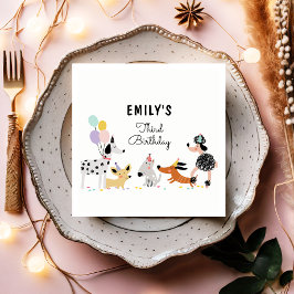 Servilleta De Papel Dog Birthday Puppy Pawty Animales Mascota Vet Mode