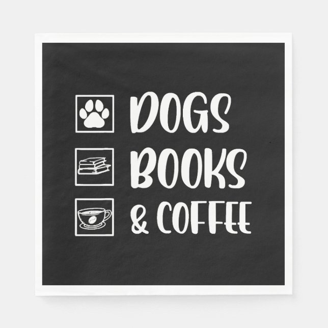 Servilleta De Papel Dogs Books Coffee Funny Dog (Anverso)