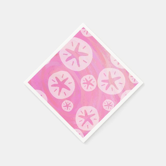 Servilleta De Papel Dolar de arena blanco y rosa (Borde)
