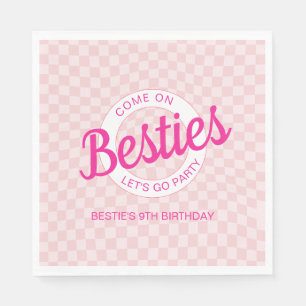 Servilleta De Papel Doll Retro Rosado Lets Go Fiesta Cumpleaños