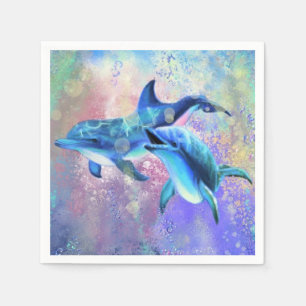 Servilleta De Papel Dolphin Couple Napkins Happy Family