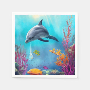 Servilleta De Papel Dolphin en acuarela