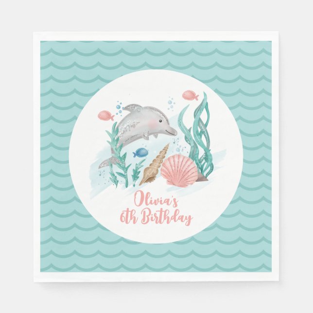Servilleta De Papel Dolphin Under the Sea Birthday (Anverso)