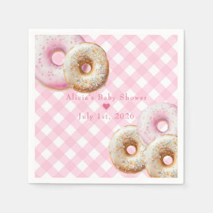 Servilleta De Papel Donar   Chica Rosa Gingham Baby Shower
