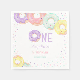 Servilleta De Papel Donas Coloridas y Divertidas para el Primer Cumple