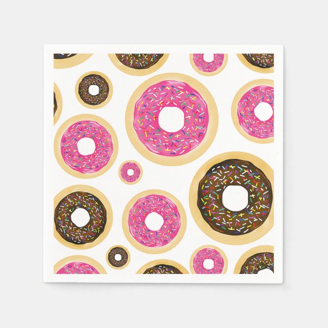 Servilleta De Papel Donas con Sprinkles Rosadas y Marrones Fiesta de C (Anverso)