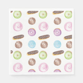 Servilleta De Papel Donas de Acuarela Patrón Pintado a Mano 