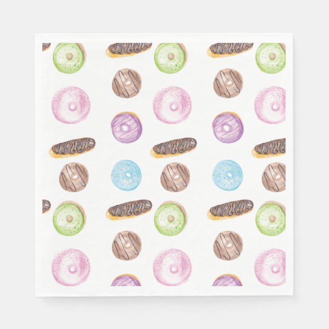 Servilleta De Papel Donas de Acuarela Patrón Pintado a Mano  (Anverso)