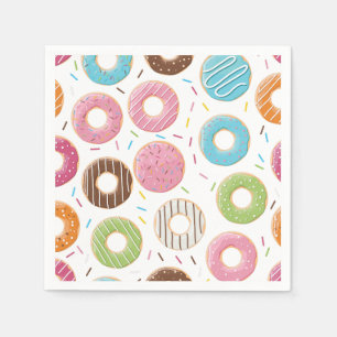 Servilleta De Papel Donas rosa azul y mordiscos patrón de chocolate