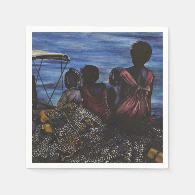 Servilleta De Papel ¿Dónde está papá? Harbour Island, Bahamas (Anverso)