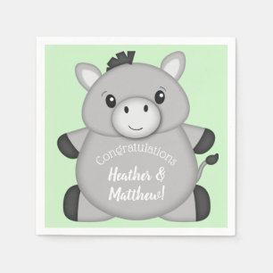 Servilleta De Papel Donkey Baby Shower Green