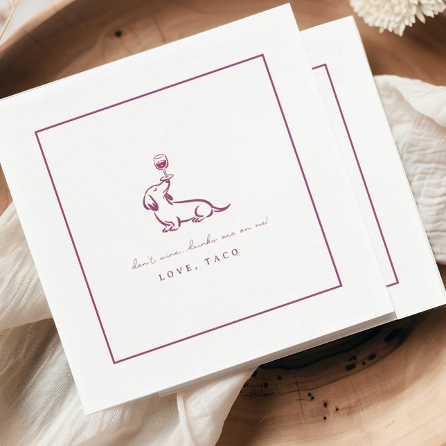 Servilleta De Papel Dont Wine Dachshund Drinks On Me Cocktail Napkins (Subido por el creador)