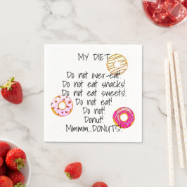 Servilleta De Papel Donut Diet Gracioso Humorístico Aperitivo De Huelg
