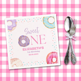 Servilleta De Papel Donut Sweet One Birthday Party Donut Birthday