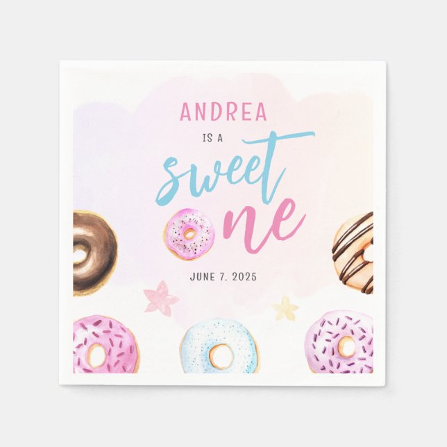 Servilleta De Papel Donut Sweet One Chicas First Birday (Anverso)