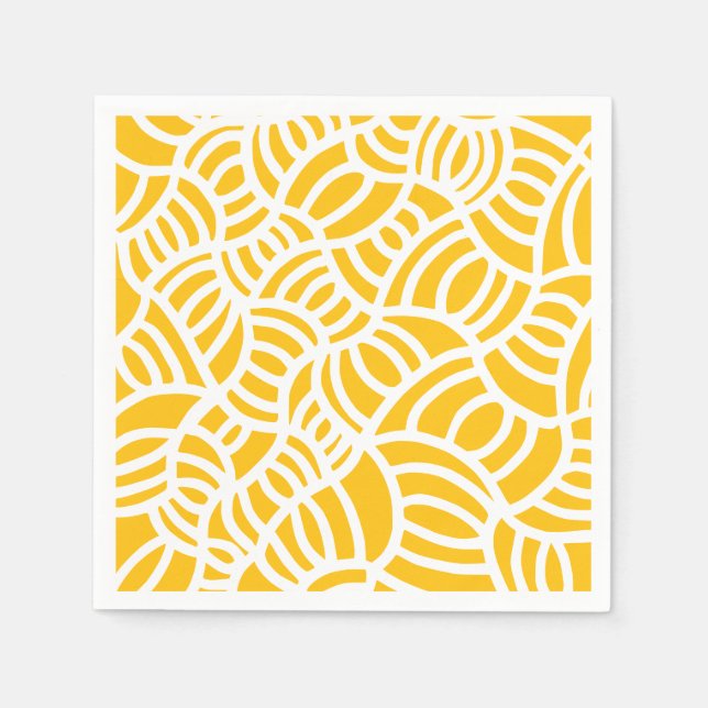 Servilleta De Papel Doodle amarillo y blanco (Anverso)