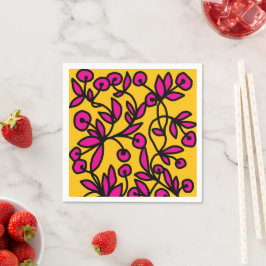 Servilleta De Papel Doodle amarillo y rosa