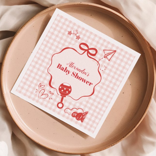 Servilleta De Papel Doodle Brunch Bow Baby Shower (Subido por el creador)