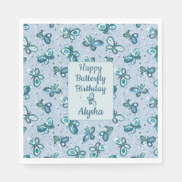 Servilleta De Papel Doodle Bugs Butterflies - blue - kids birthday.