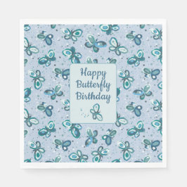 Servilleta De Papel Doodle Bugs Butterflies - blue - kids birthday.