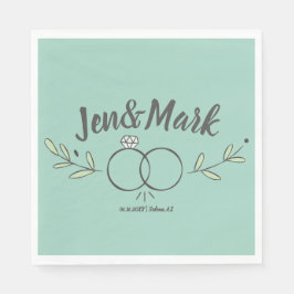 Servilleta De Papel Doodle de anillo de Boda moderno