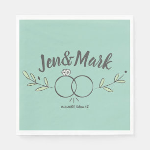 Servilleta De Papel Doodle de anillo de Boda moderno