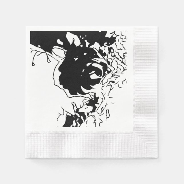 Servilleta De Papel Doodle de flores (Anverso)