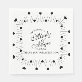 Servilleta De Papel Doodle Hearts Frame Script Wedding