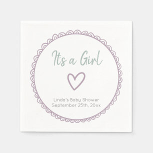 Servilleta De Papel Doodle Minimalista rosado Es un Baby Shower Chica