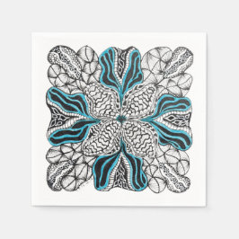 Servilleta De Papel Doodle Moderno Dibujado a Mano con Azul