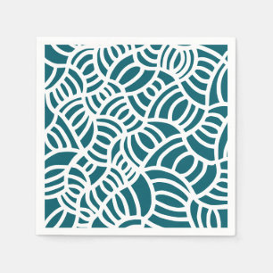Servilleta De Papel Doodle verde azulado y blanco oscuro