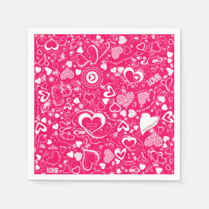 Servilleta De Papel Doodles de amor al corazón, servilletas Fiestas de
