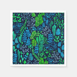 Servilleta De Papel Doodles florales de color de agua fondo oscuro