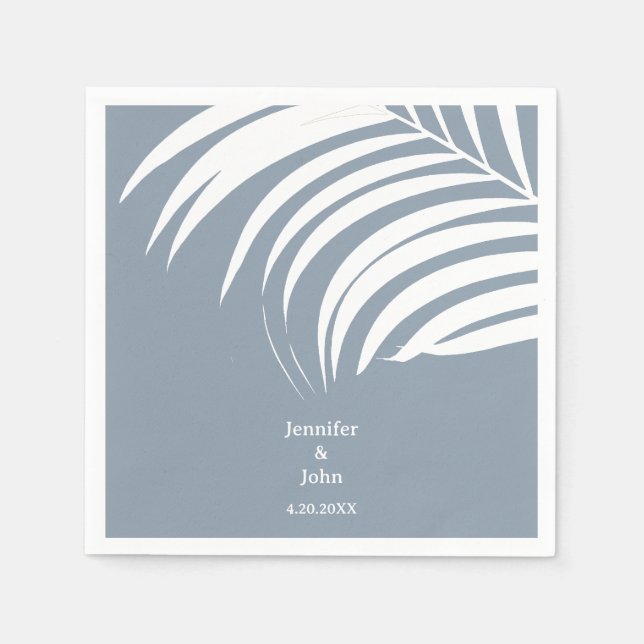Servilleta De Papel Dorada Palm Tropical Azul Sale Elegante Boda (Anverso)