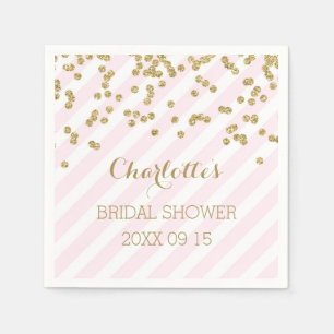 Servilleta De Papel Dorada Rubor Rosa Confetti Stripes Bripes Británic