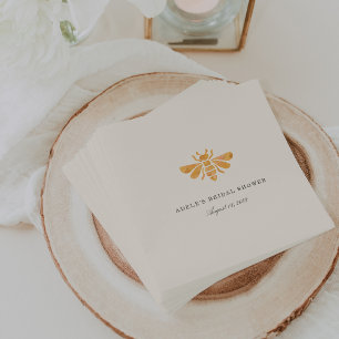 Servilleta De Papel Dorado Bee Watercolor Bridal Shower