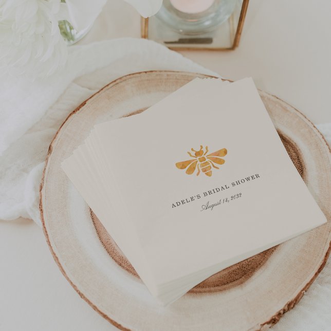 Servilleta De Papel Dorado Bee Watercolor Bridal Shower (Subido por el creador)