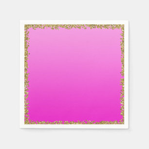 Servilleta De Papel Dorado con Brillo Rosa Intenso Glamour Destello Fi