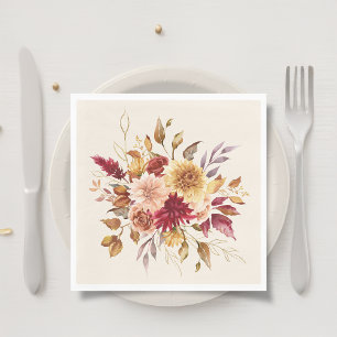 Servilleta De Papel Dorado Fall Terracotta Floral
