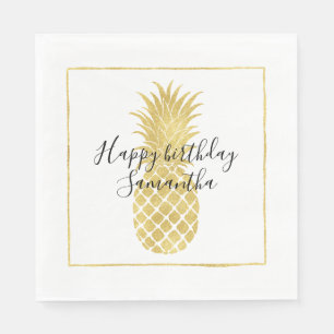 Servilleta De Papel Dorado Glitzy Pineapple Birday